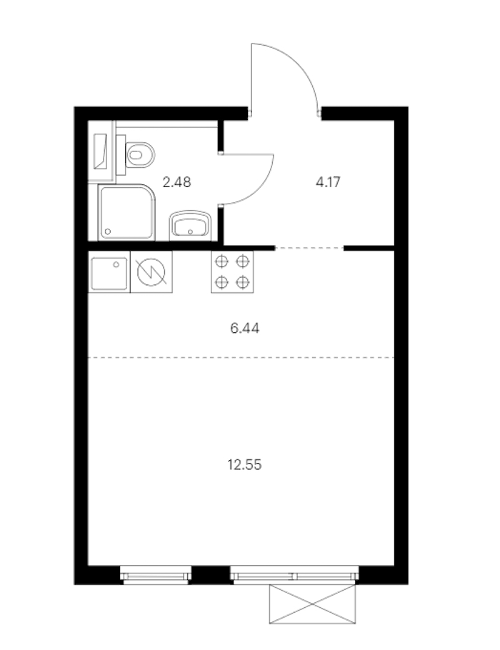 Квартира студия 25.64 м², 3/15 эт., ЖК «Янинский лес»